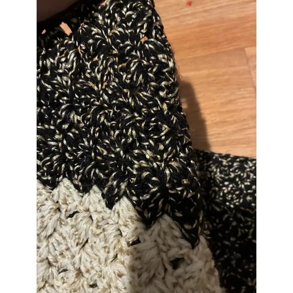 Handmade Black And White Striped Blanket